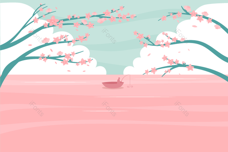 插画图片,树枝元素,春季PNG,樱花免抠素材